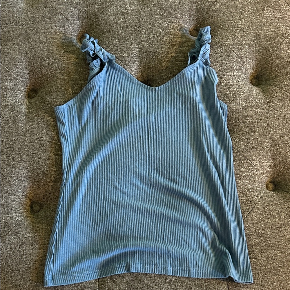 Elegant Blue Ruffled Strap Camisole